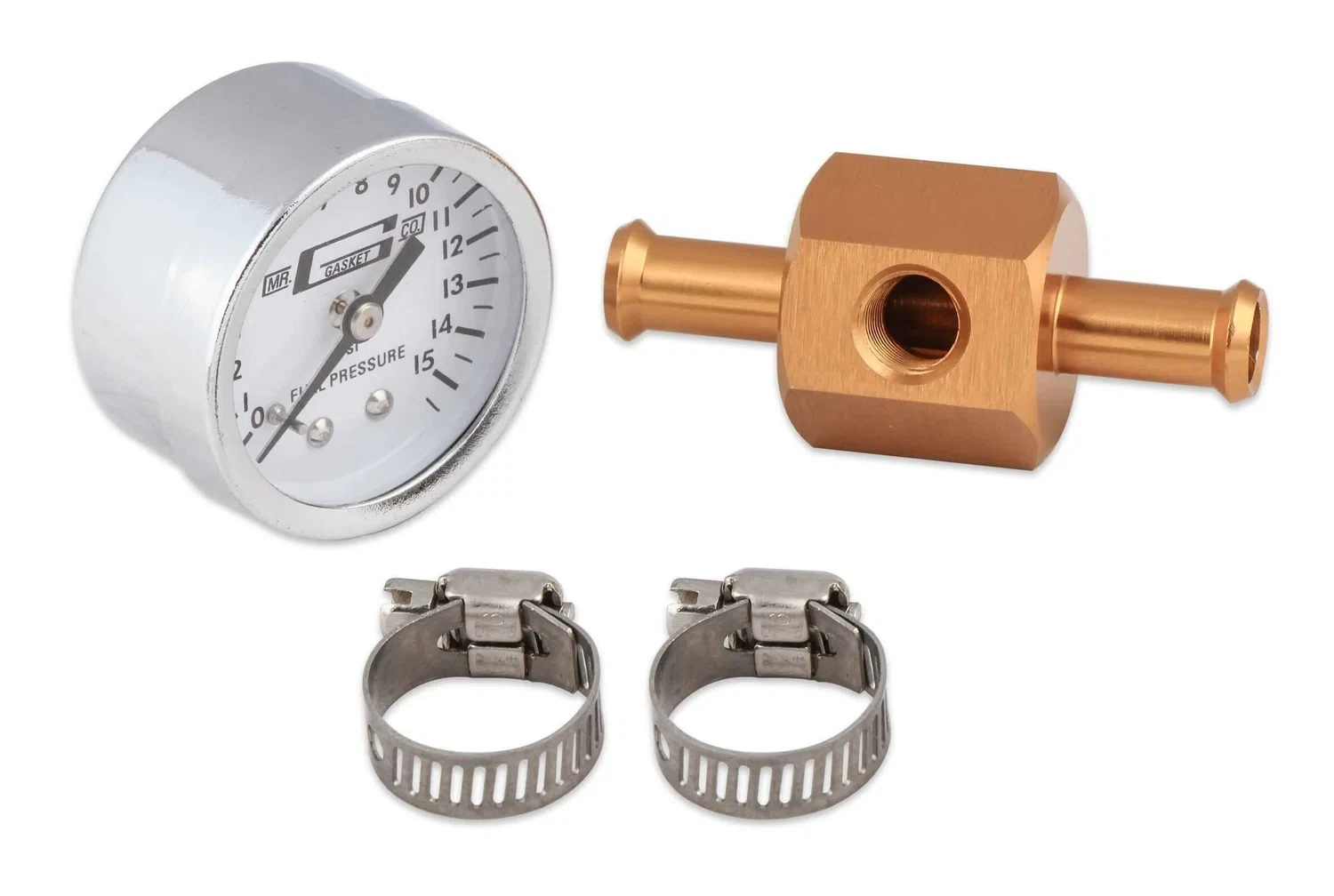 Mr. Gasket Fuel Block with 0-15 PSI Fuel Pressure Gauge - 1560